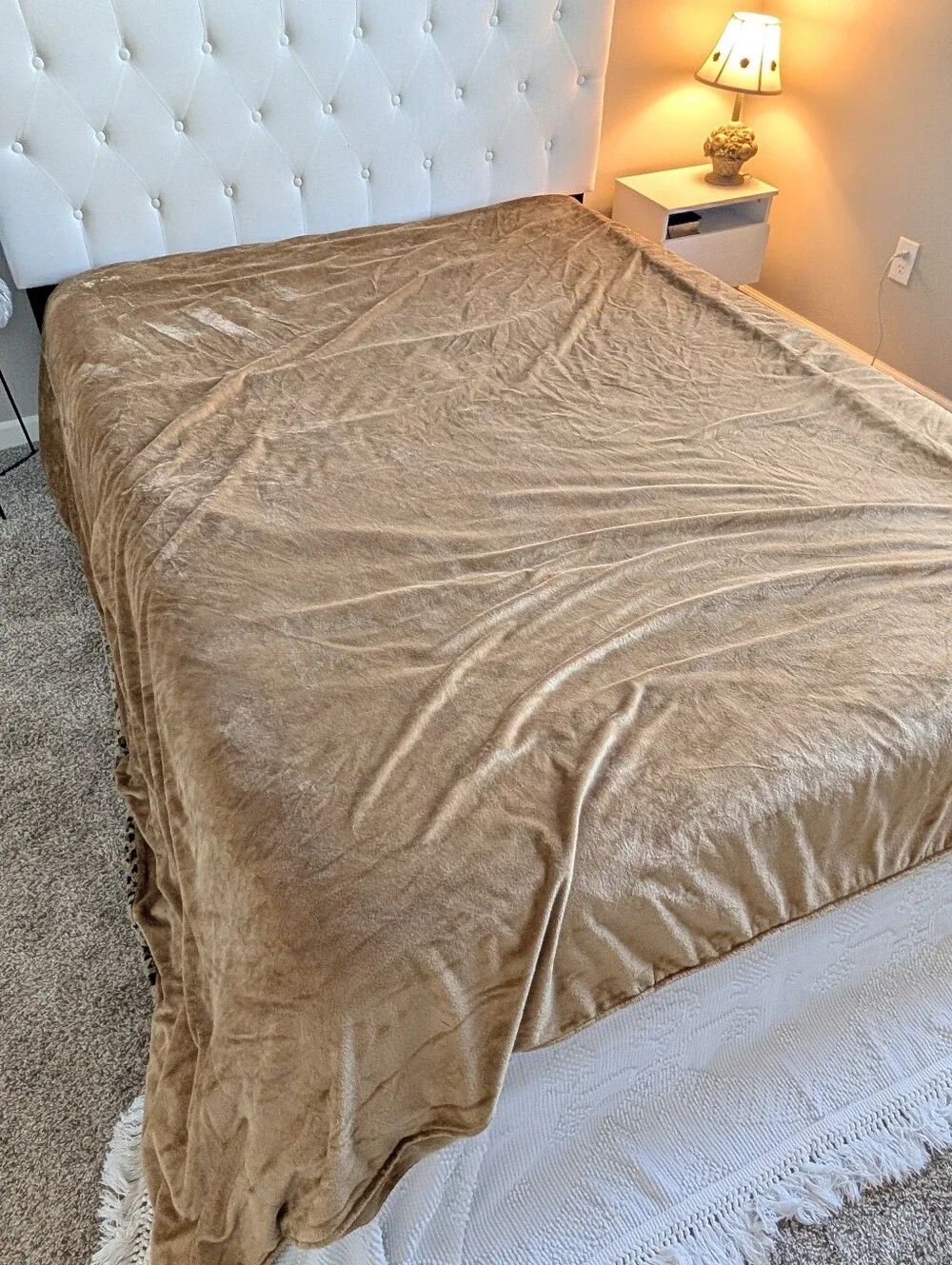 Faux Fur Animal Print Duvet Cover Brown Tan Plush Leopard Style Button Closure